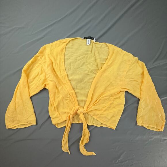 Michael Stars Yellow Tie Front Top Lightweight Gauze Viscose Boho Beachy - Picture 1 of 6